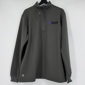 Straight Down Optic QZ Mens Large Gray Waffle Knit Quarter Zip Pullover 60339